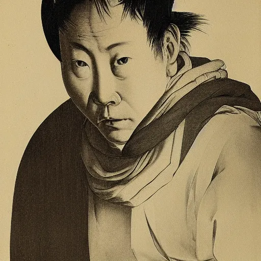 Prompt: tatsuro yamashita, portrait, by caravaggio