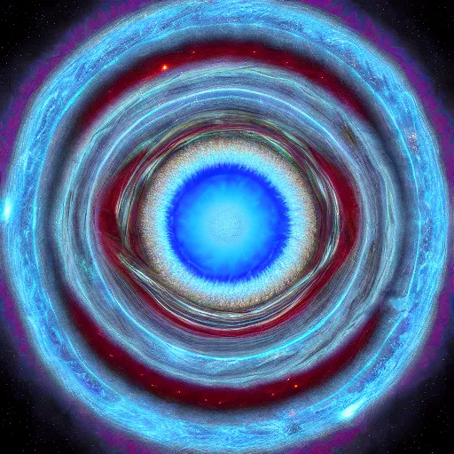 Image similar to gravitational galactic maelstrom, blue fire, vray, highly detailed, psychedelic