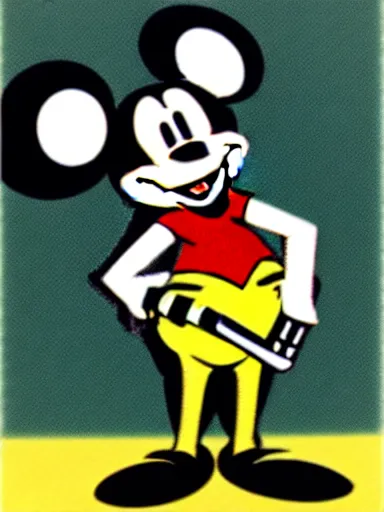 Image similar to an anthropomorphic mouse holding a shotgun, art by walt disney