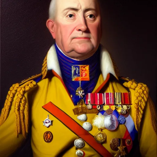 Image similar to facial portrait of the phoenix suns dictator in military uniform, 1 7 8 0, oil on canvas by william sidney mount, oil on canvas, octane render