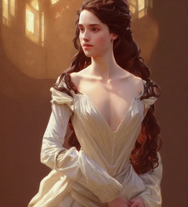 Prompt: portrait of a full body of young beautiful female princess, d & d, baroque dress, elegant, flat lighting, intricate, highly detailed, digital painting, artstation, concept art, smooth, sharp focus, illustration, art by simon bisley and greg rutkowski and alphonse mucha, natural tpose
