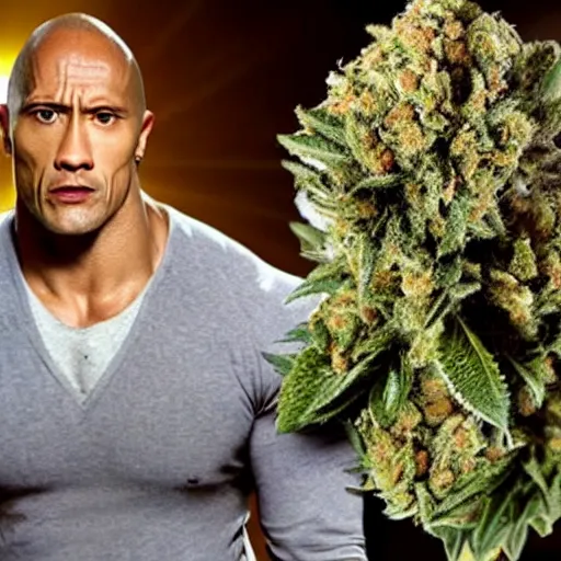 Prompt: the rock using weed