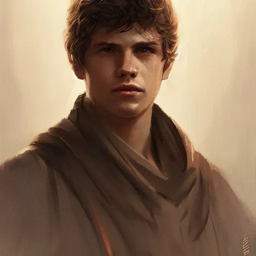 Prompt: portrait of a man by Greg Rutkowski, Ben Skywalker from the Star Wars Expanded Universe, highly detailed portrait, digital painting, artstation, concept art, smooth, sharp foccus ilustration, Artstation HQ