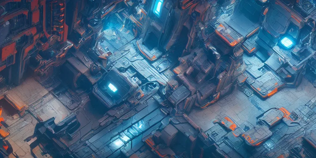 Prompt: Atlantis, cyberpunk, extra detailed, digital art, trending on artstation and unreal engine, 8k, orange and blue tones only