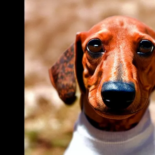 Image similar to Dwayne The Rock Johnson's head on the body of a dachshund