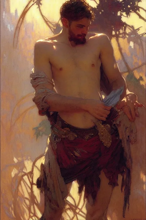 Image similar to attractive man, painting by gaston bussiere, craig mullins, greg rutkowski, alphonse mucha