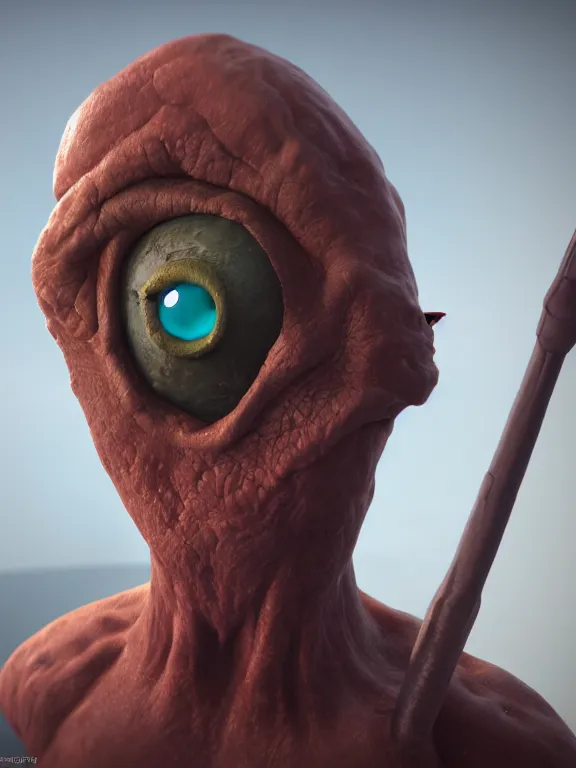 Prompt: One-eyed cyclops without nose. High detail, 8k, fantasy art, octane render, concept art