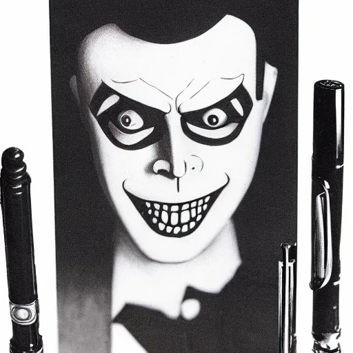 Prompt: an official product photo ad of klaus nomi with a technical reed rollerball pen exacto knife by junji ito, ethereal eel