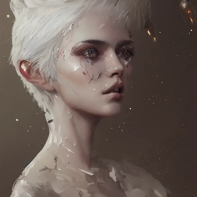 Image similar to beauty girl, white hair, hyper detailed, insane details, intricate, elite, elegant, luxury, by ismail inceoglu dragan bibin hans thoma greg rutkowski alexandros pyromallis rene maritte illustrated, perfect face, fine details, realistic shaded, fine - face, pretty face