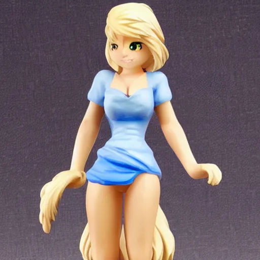 Image similar to a cute figurine of a beautiful blonde woman with blue eyes gaming on xbox