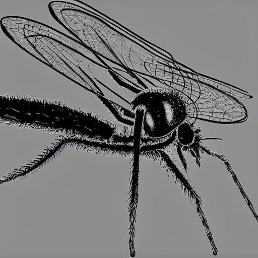 Image similar to digital art of mosquito close up highly detailed