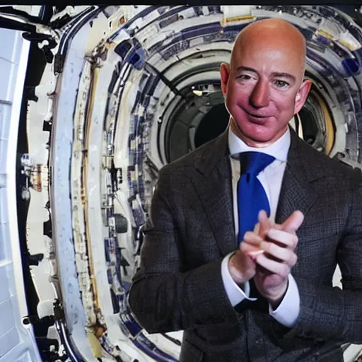 Prompt: jeff bezos in a spaceship going into space