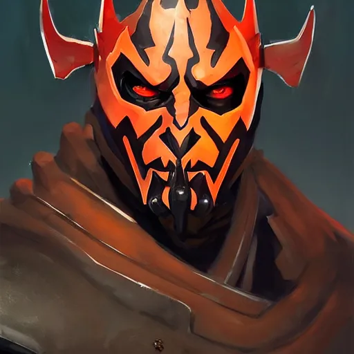 Image similar to greg manchess portrait painting of armored darth maul as overwatch character, medium shot, asymmetrical, profile picture, organic painting, sunny day, matte painting, bold shapes, hard edges, street art, trending on artstation, by huang guangjian and gil elvgren and sachin teng