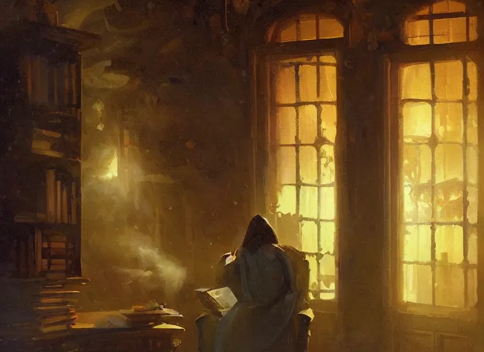 Image similar to oil painting of mysterious book, wonderful masterpiece by greg rutkowski, beautiful cinematic light, american romanticism by greg manchess, creation by tyler edlin