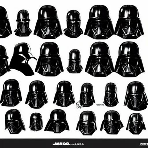 Prompt: a mix of darth vader's and the mandalorian's helmets. concept art, trending on art station.