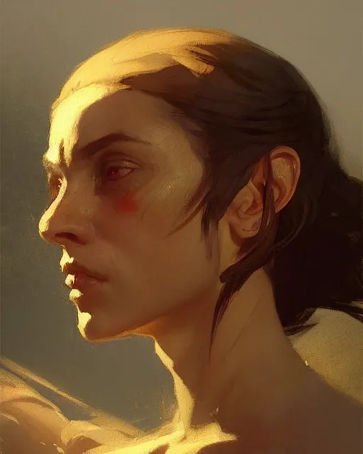 Image similar to renfri from gwent. fantasy art by greg rutkowski, gustave courbet, rosa bonheur, edward hopper. faithfully depicted facial expression, perfect anatomy, sharp focus, global illumination, radiant light, detailed and intricate environment, trending on artstation