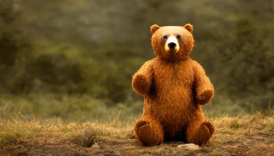 Prompt: a bear made of honey cinematic, establishing shot