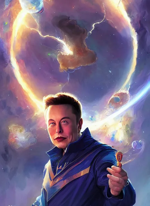 Image similar to elon musk as a electric space mage by vladimir volegov and alexander averin and peder mørk mønsted and ross tran and raphael lacoste