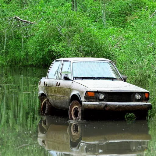 Image similar to a car in a swamp