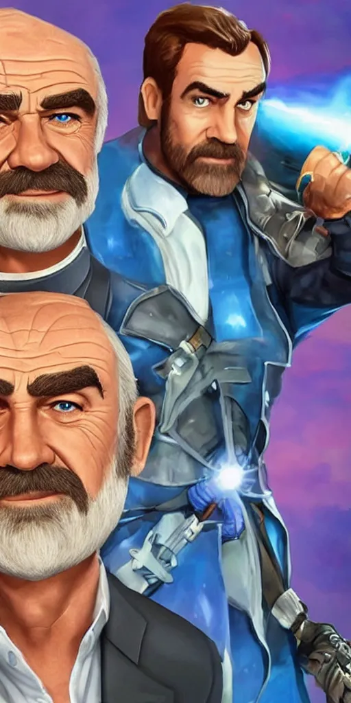 Prompt: sean connery as a character in the fortnight video game