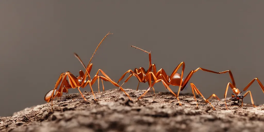 Image similar to epic battle scene Ants versus Spiders, Macro, the last stand, Epic Background, highly detailed, sharp focus, 8k, 35mm, cinematic lighting