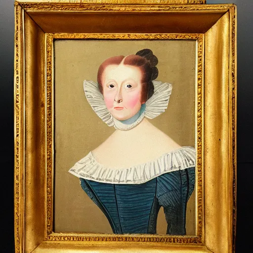 Prompt: 18th century painting of a woman doing the duckface pose