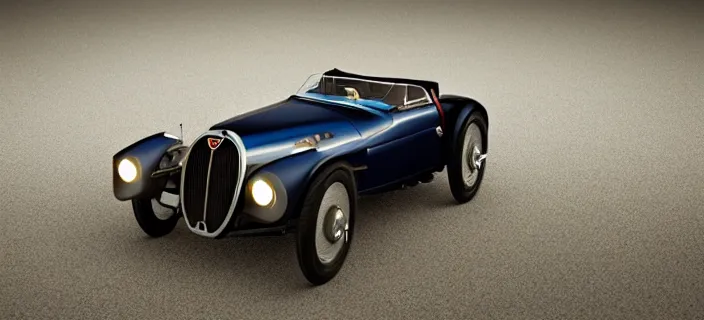 Image similar to a single bugatti type 5 7 sc atlantic and delorean hybrid, dslr, volumetric lighting