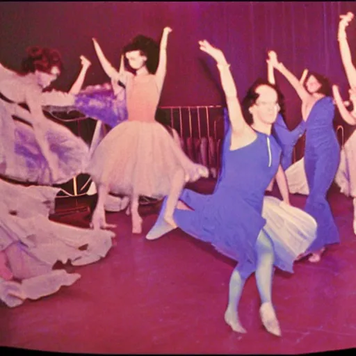 Prompt: suspiria room dancing girls theater, 8 mm