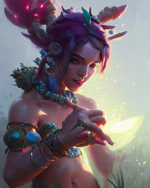 Prompt: neeko from league of legends, character portrait, concept art, intricate details, highly detailed by greg rutkowski, gaston bussiere, craig mullins, simon bisley