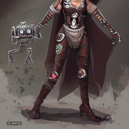 Prompt: robot swashbuckler, female, science fiction, pirate, concept art, matte, illustration, character art,