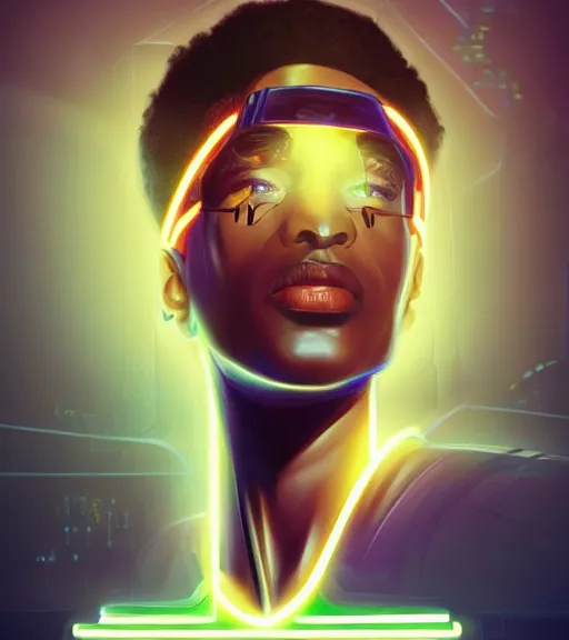 Image similar to symmetry!! egyptian prince of technology, solid cube of light, hard edges, product render retro - futuristic poster scifi, lasers and neon circuits, brown skin man egyptian prince, intricate, elegant, highly detailed, digital painting, artstation, concept art, smooth, sharp focus, illustration, dreamlike, art by artgerm