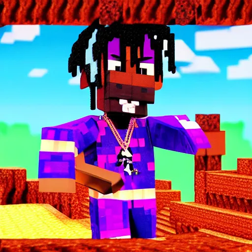 Prompt: Lil Uzi Vert throwing a tantrum because he dropped his diamonds in the lava while playing minecraft