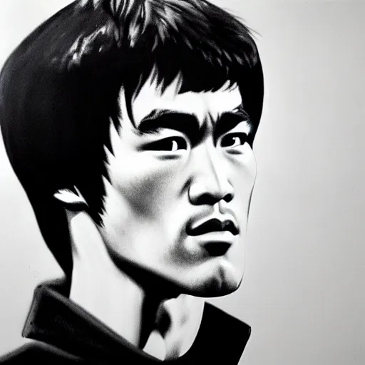 Prompt: portrait of bruce lee by james dean, very detailed, 4 k