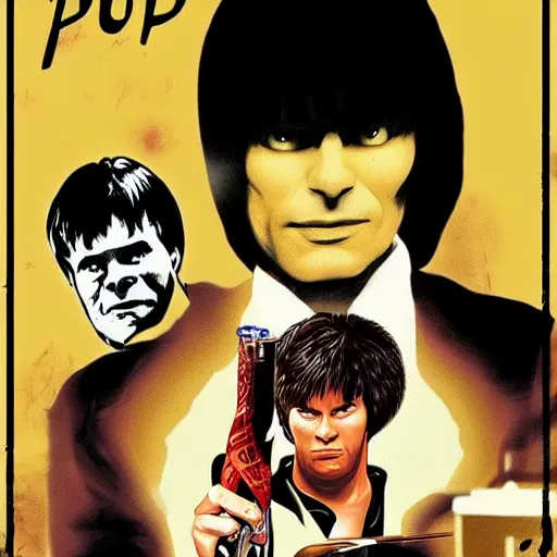 Image similar to bogdanoff brothers pulp fiction poster style!!!!!!!!!!!!!!!