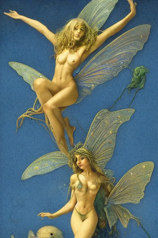 Prompt: full body portrait of a beautiful faerie, golden ratio, detailed, rainbowshift, by jean - baptiste monge and maxfield parrish and artgerm