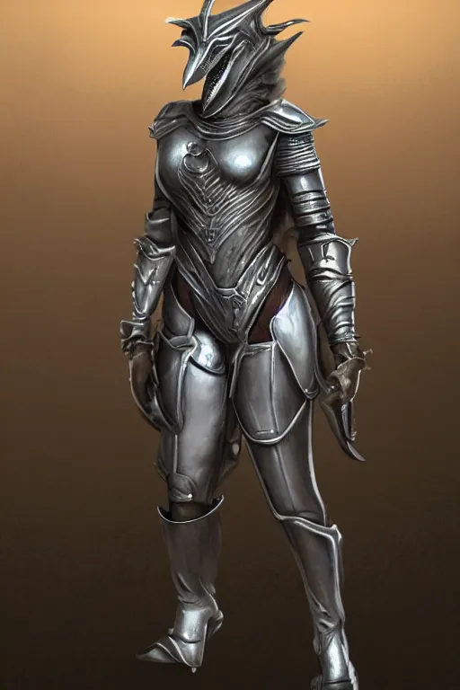 Prompt: female adventurer in tight full - body leather armor of dwemer design with white porcelain crow mask, trending in artstation, establishing shot