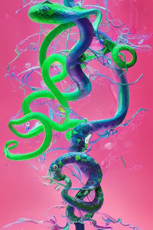 Prompt: epic 3 d osumare, liquid hands and feet spinning, 2 0 mm, with green and pink vines melting smoothly into asymmetrical snakes and rainbows, liquid, delicate, intricate, houdini sidefx, trending on artstation, by jeremy mann and ilya kuvshinov, jamie hewlett and ayami kojima