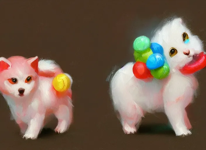 Image similar to concept art of cute candy pets, oil painting by Jama Jurabaev, extremely detailed, brush hard, artstation, for AAA game, high quality