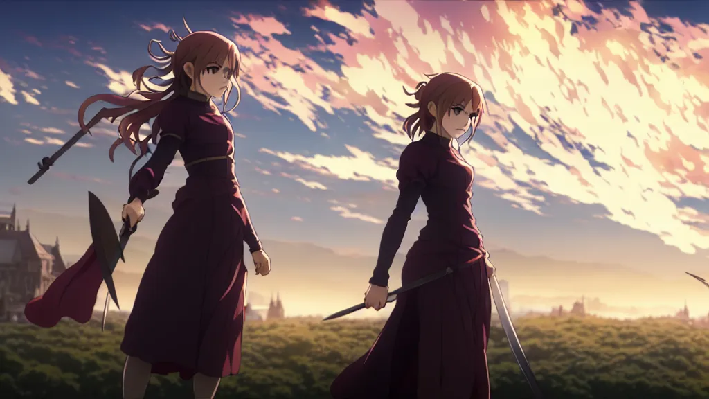 Image similar to emma watson in heavens feel movie, demon slayer, ufotable, kyoani, high quality, artstation, greg rutkowski, cinematic, city background, rooftop, fate stay night, unlimited blade works, greg rutkowski, high resolution, dynamic pose, close up, street clothes, action, anime, high angle, sakuga