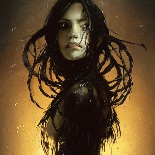 Prompt: portrait of a woman with long black hair and insects coming out of holes in her skin, trypophobia, dramatic lighting, illustration by Greg rutkowski, yoji shinkawa, 4k, digital art, concept art, trending on artstation