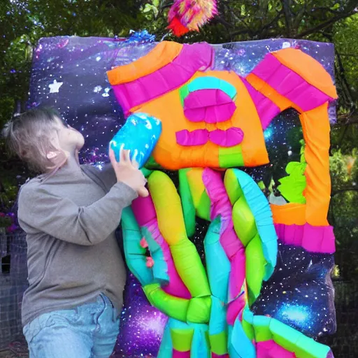 Prompt: Liminal space in outer space piñata