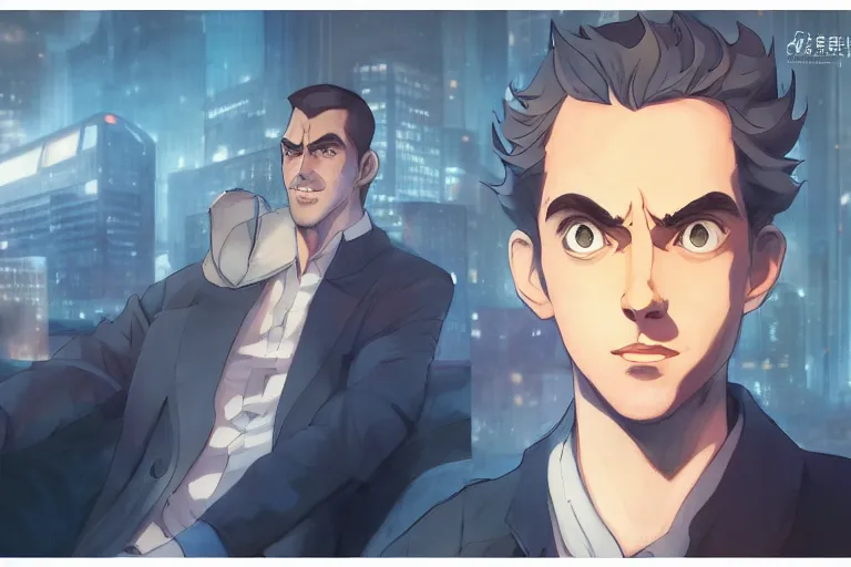 Image similar to anime jordan peterson, single centered subject, mid shot, ambient lighting, detailed face, by makoto shinkai, stanley artgerm lau, wlop, rossdraws