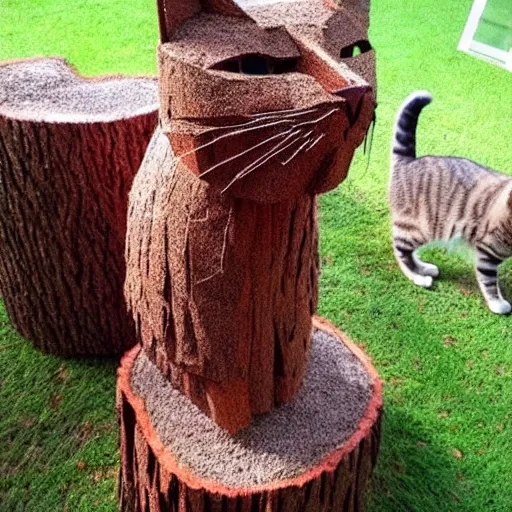 Image similar to cat made of tree bark real