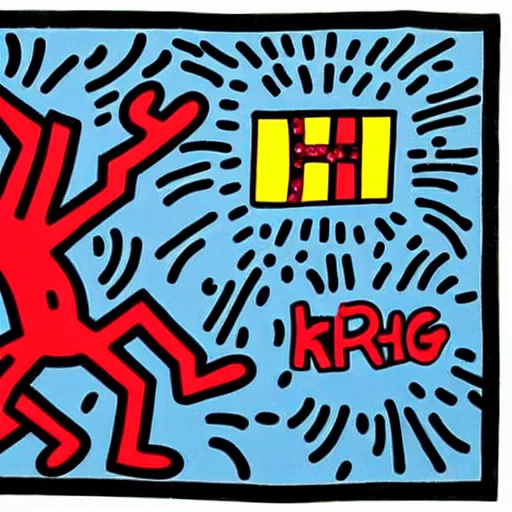 Image similar to origin of the universe painted by keith haring