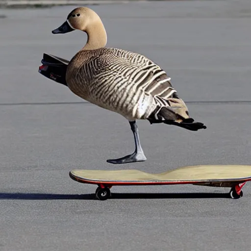 Image similar to goose skateboarding