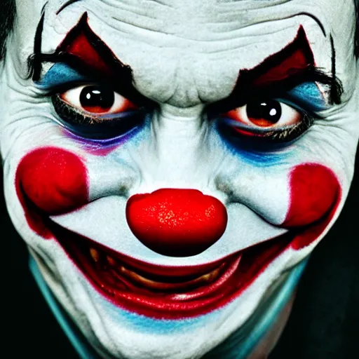 Image similar to A highly detailed portrait of a smiling crying clown
