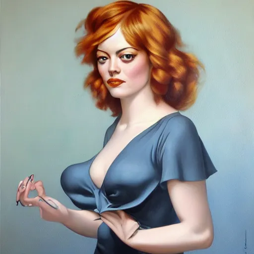 Prompt: emma stone painted by luis ricardo falero