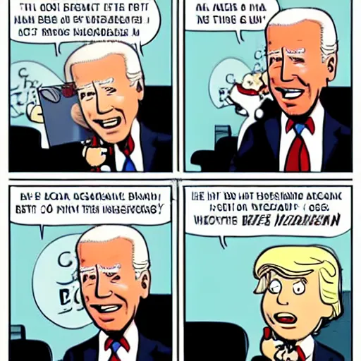 Image similar to a cartoon of joe biden pulling away the nuclear football before trump can kick it, cartoon in the style of peanuts by charles schulz