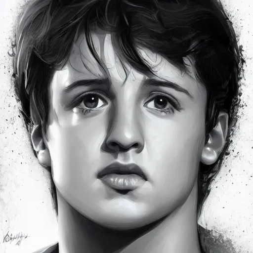 Prompt: portrait of young sylvester stallone by charlie bowater