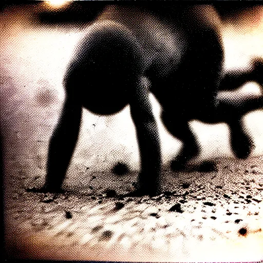 Image similar to the crawling chaos, beautiful, award winning photo, hyperealistic detailed photography polaroid, 5 0 mm lens, motion blur, grainy image